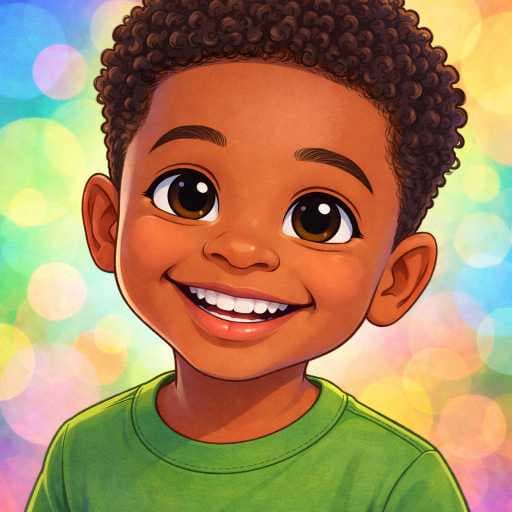 Same child illustrated in Cartoon style